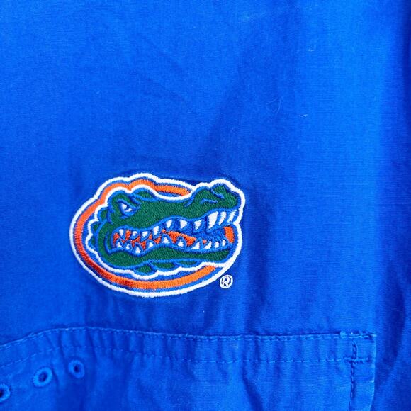 Florida Gators Columbia PFG Bonehead Shirt Blue Short Sleeve Cotton Mens Medium - Picture 3 of 8